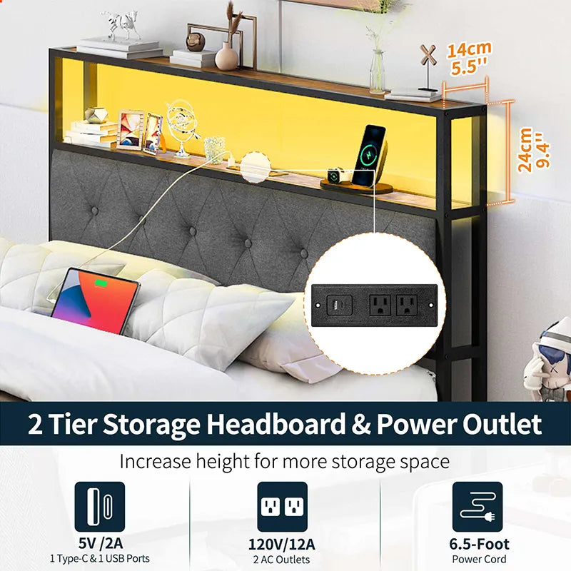 Yoobure LED Bed Frame with Storage Drawers