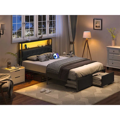 Yoobure LED Bed Frame with Storage Drawers