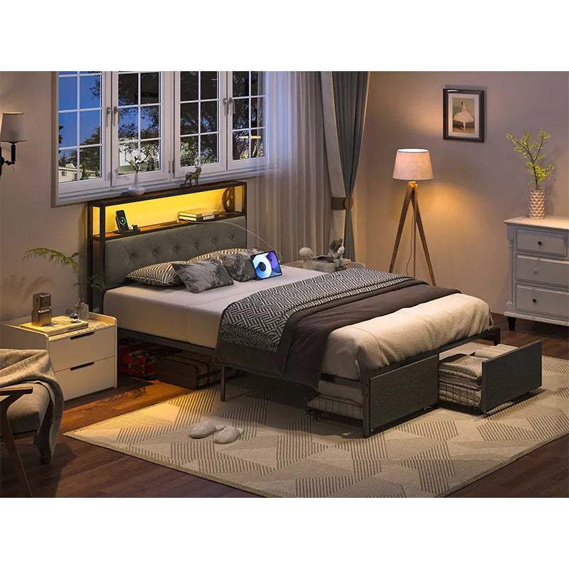 Yoobure LED Bed Frame with Storage Drawers