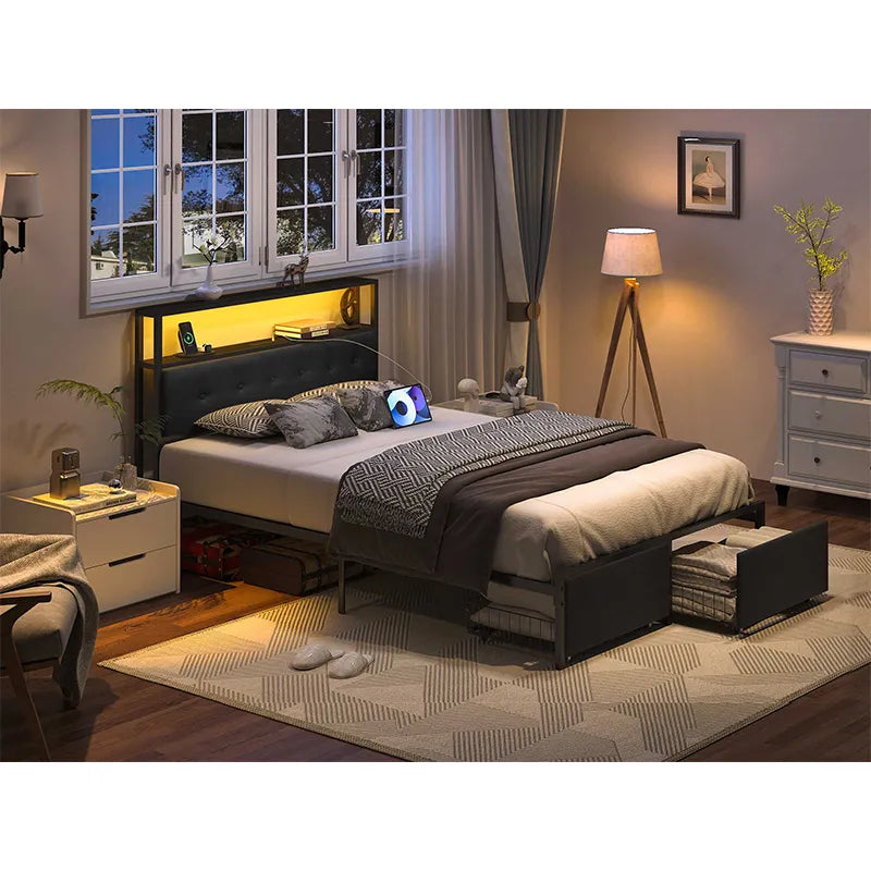 Yoobure LED Bed Frame with Storage Drawers