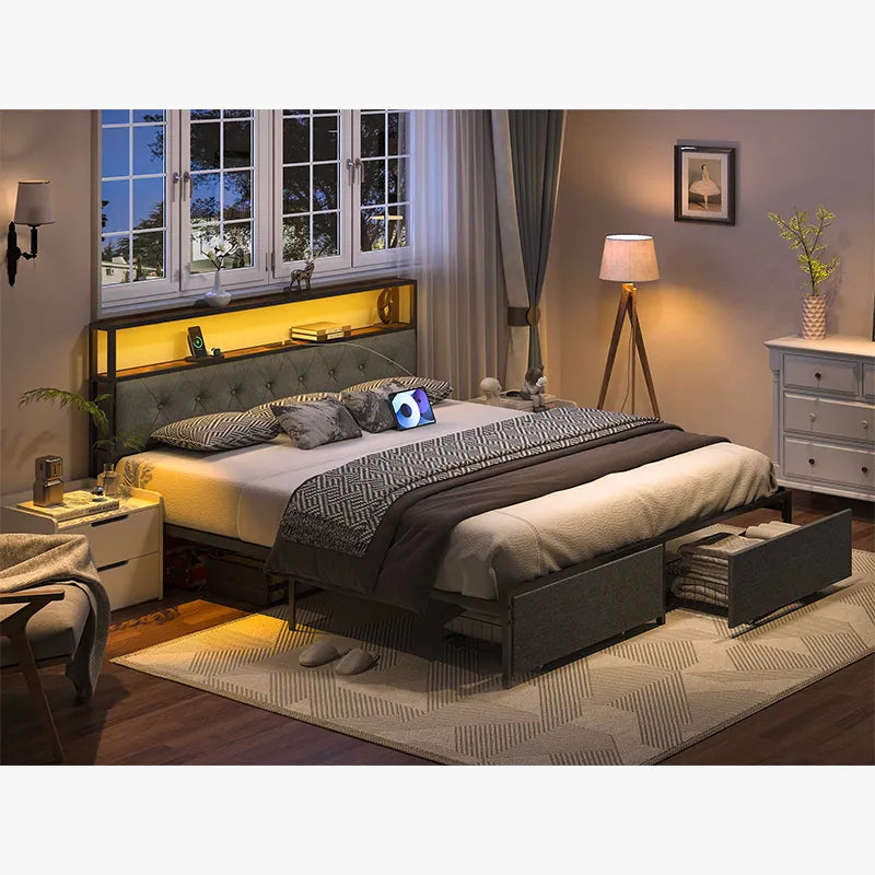 Yoobure LED Bed Frame with Storage Drawers