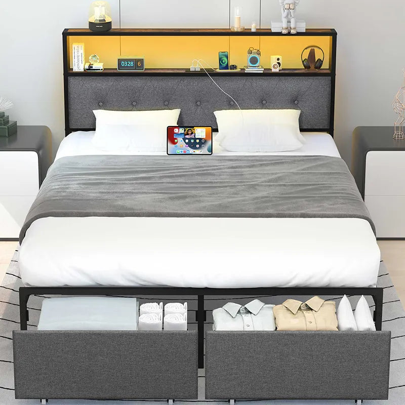 Yoobure LED Bed Frame with Storage Drawers