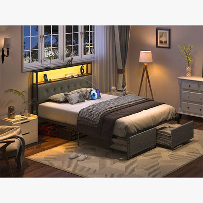 Yoobure LED Bed Frame with Storage Drawers