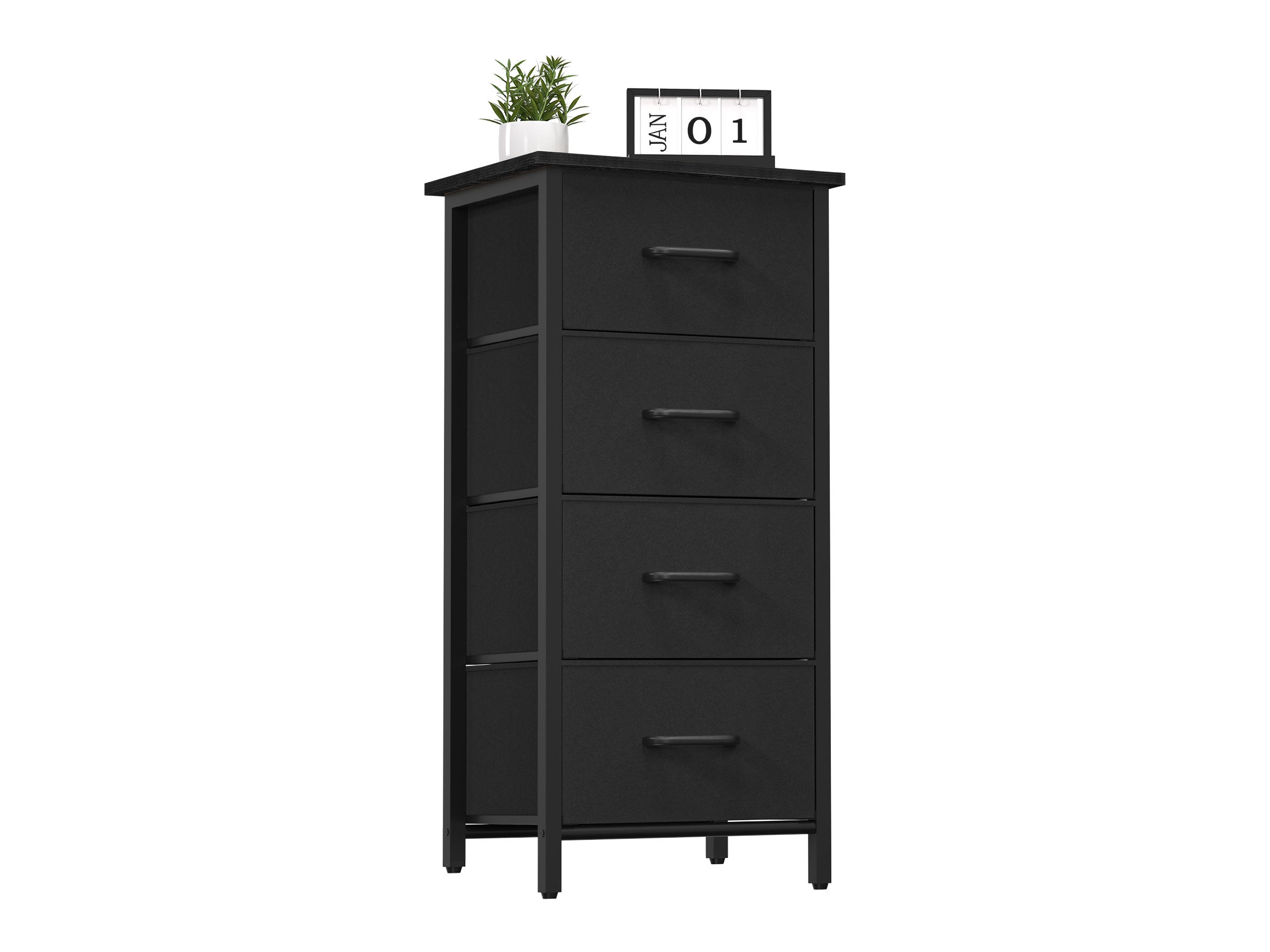 Black Yoobure 4-Drawers Beside Table