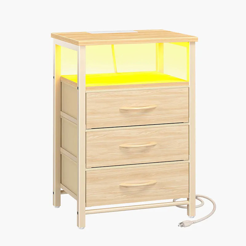 Yoobure 3-Drawer Nightstand with LED