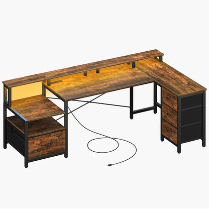 Yoobure Computer Desk Reversible LED Office Desk