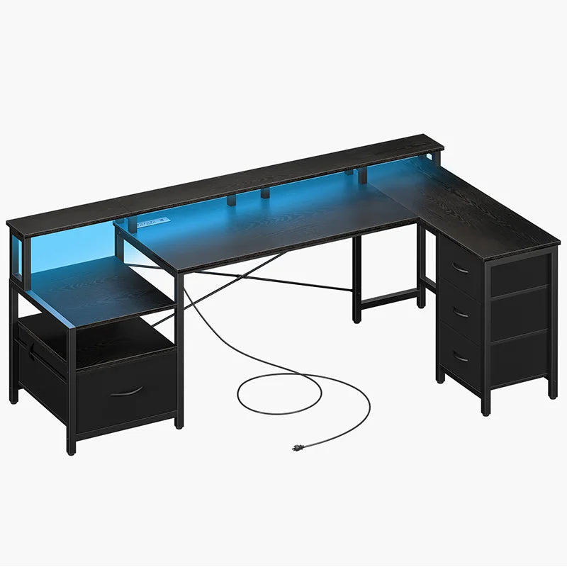 Yoobure Computer Desk Reversible LED Office Desk