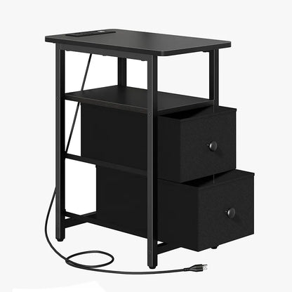 Yoobure 2-Drawer Narrow End Table with Charging Station