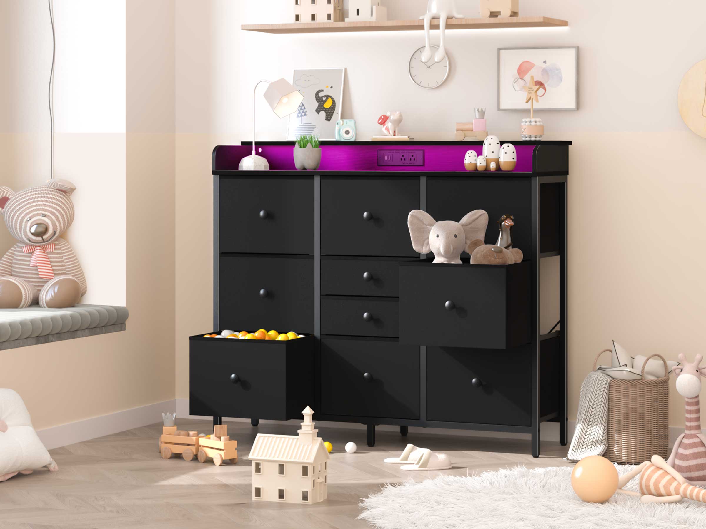 Black Yoobure Dresser for Bedroom with 10 Storage Drawers