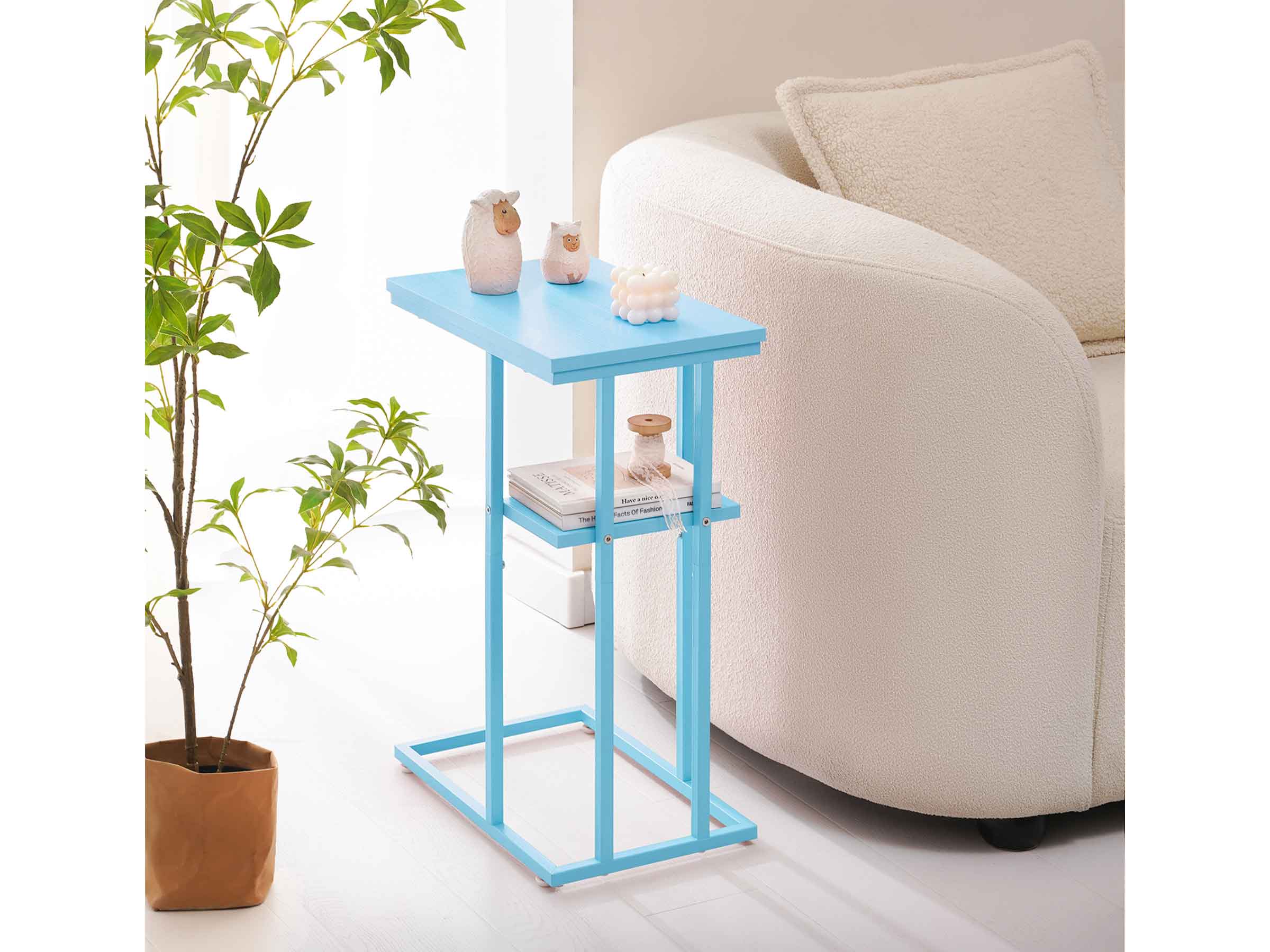 Blue C Shaped End Table