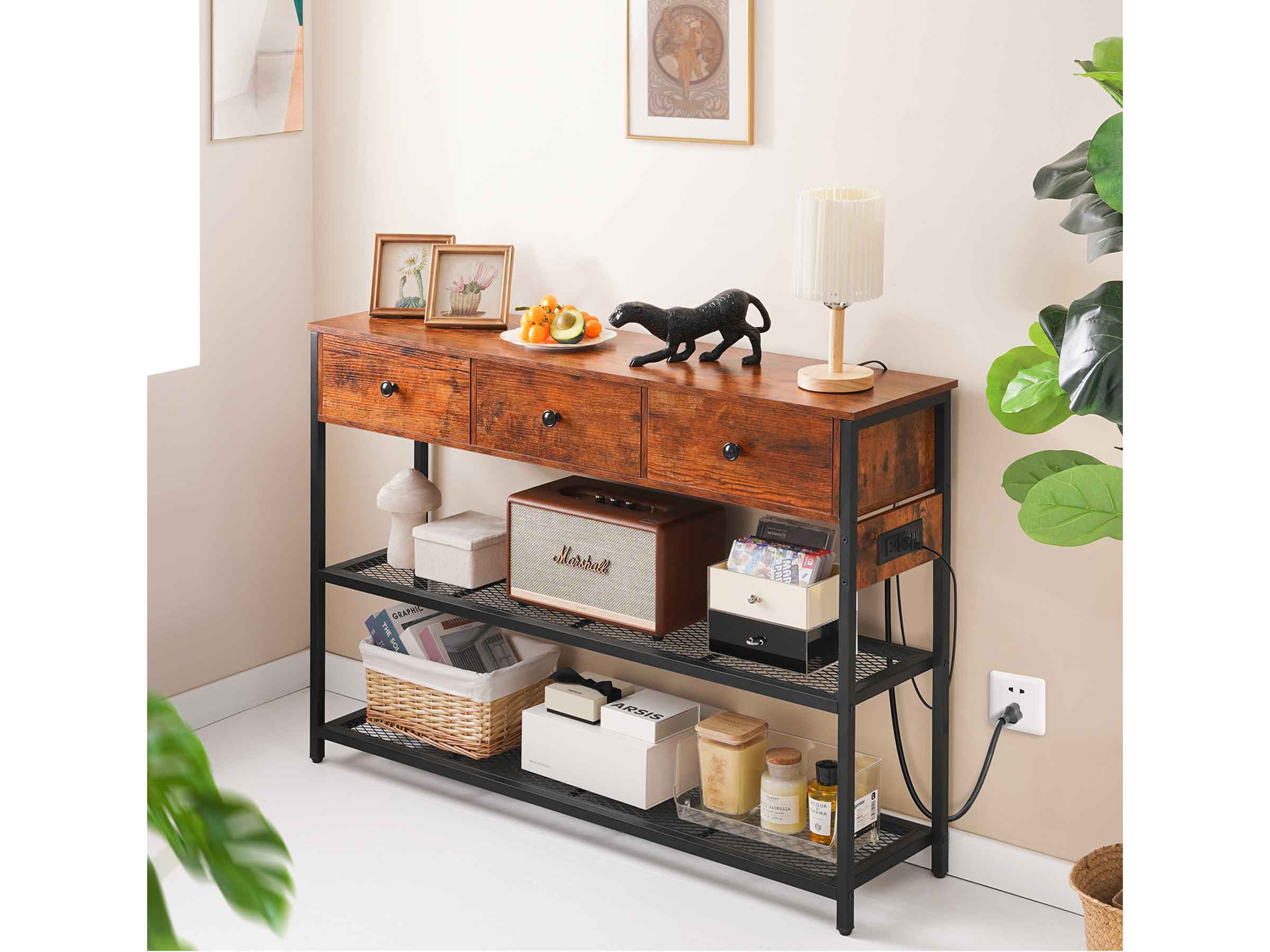 Yoobure 46.85 Inch Console Table with 3 Storage Drawers